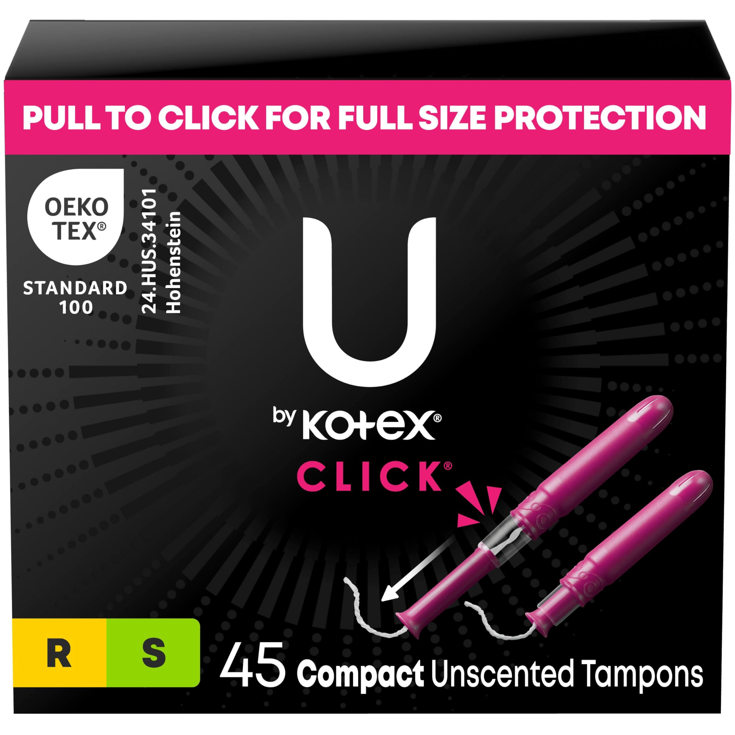 Buy now U by Kotex Tampons, Click Compact, Super Plus Absorbency, Unscented, 45 Count Regular Super 45 at indiglob india
