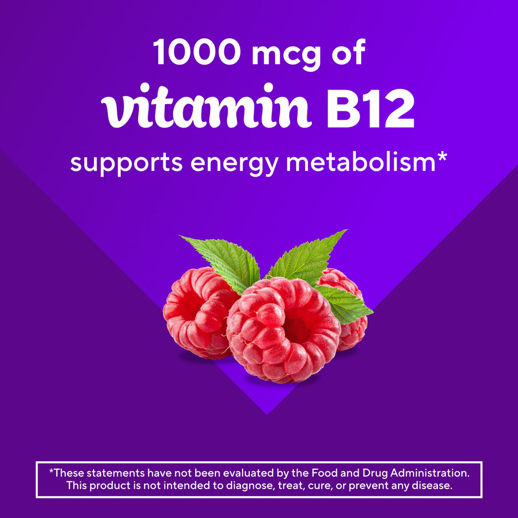 Vitafusion Vitamin B12 Gummies | 1000 mcg | 140 Adult Gummy Vitamins | for Women & Men | Raspberry Flavor | Gluten and Dairy Free Supplement (Pack of 2)