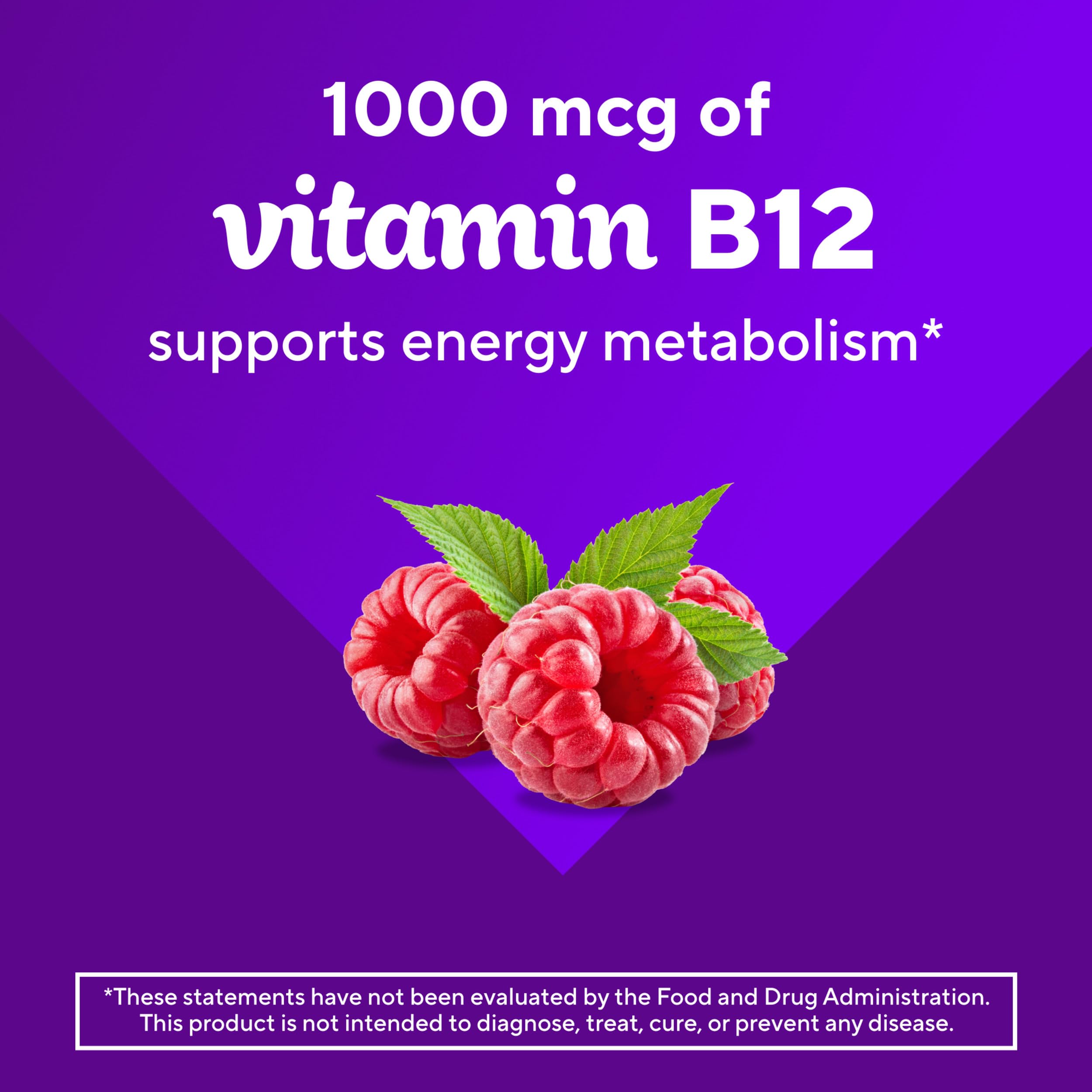Vitafusion Vitamin B12 Gummies | 1000 mcg | 140 Adult Gummy Vitamins | for Women & Men | Raspberry Flavor | Gluten and Dairy Free Supplement (Pack of 2)