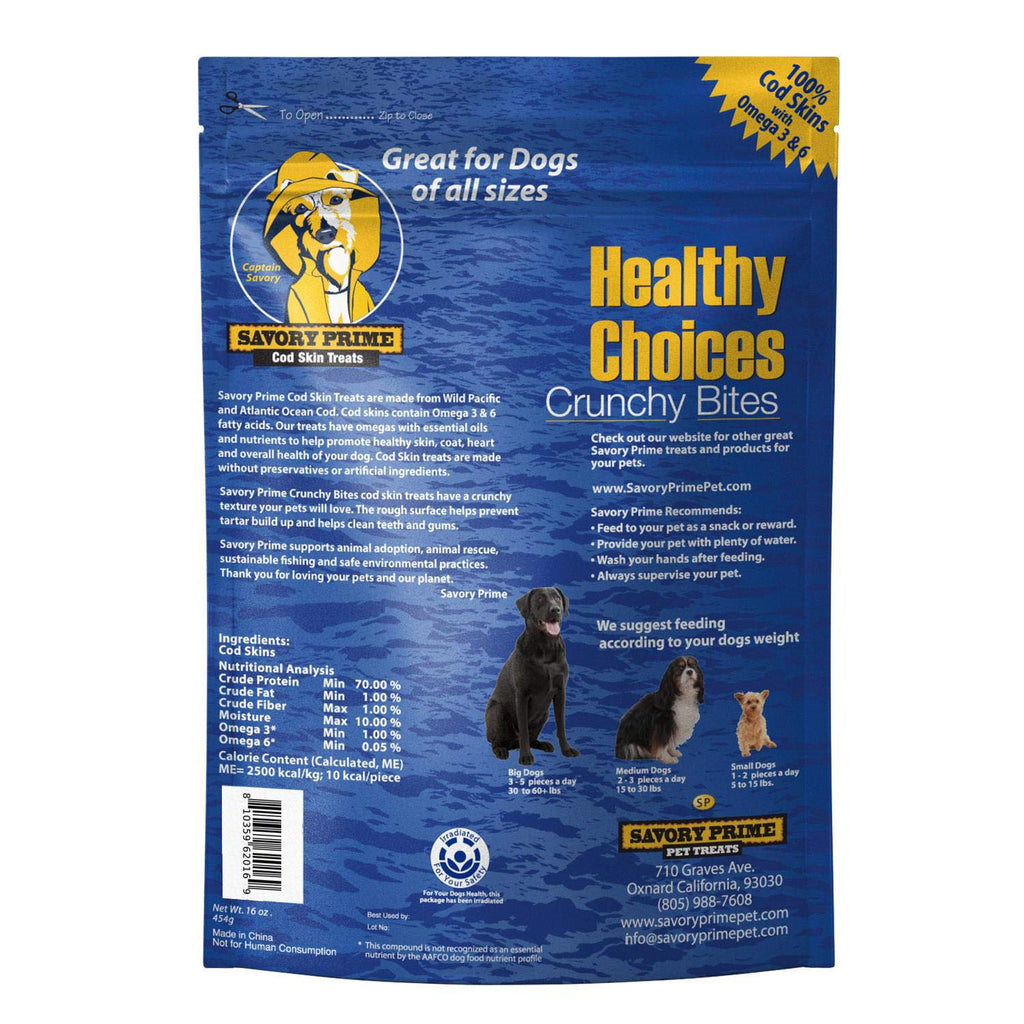 Savory Prime Cod Skin Fish Strips, 8-Ounce (49662008), All Breed Sizes
