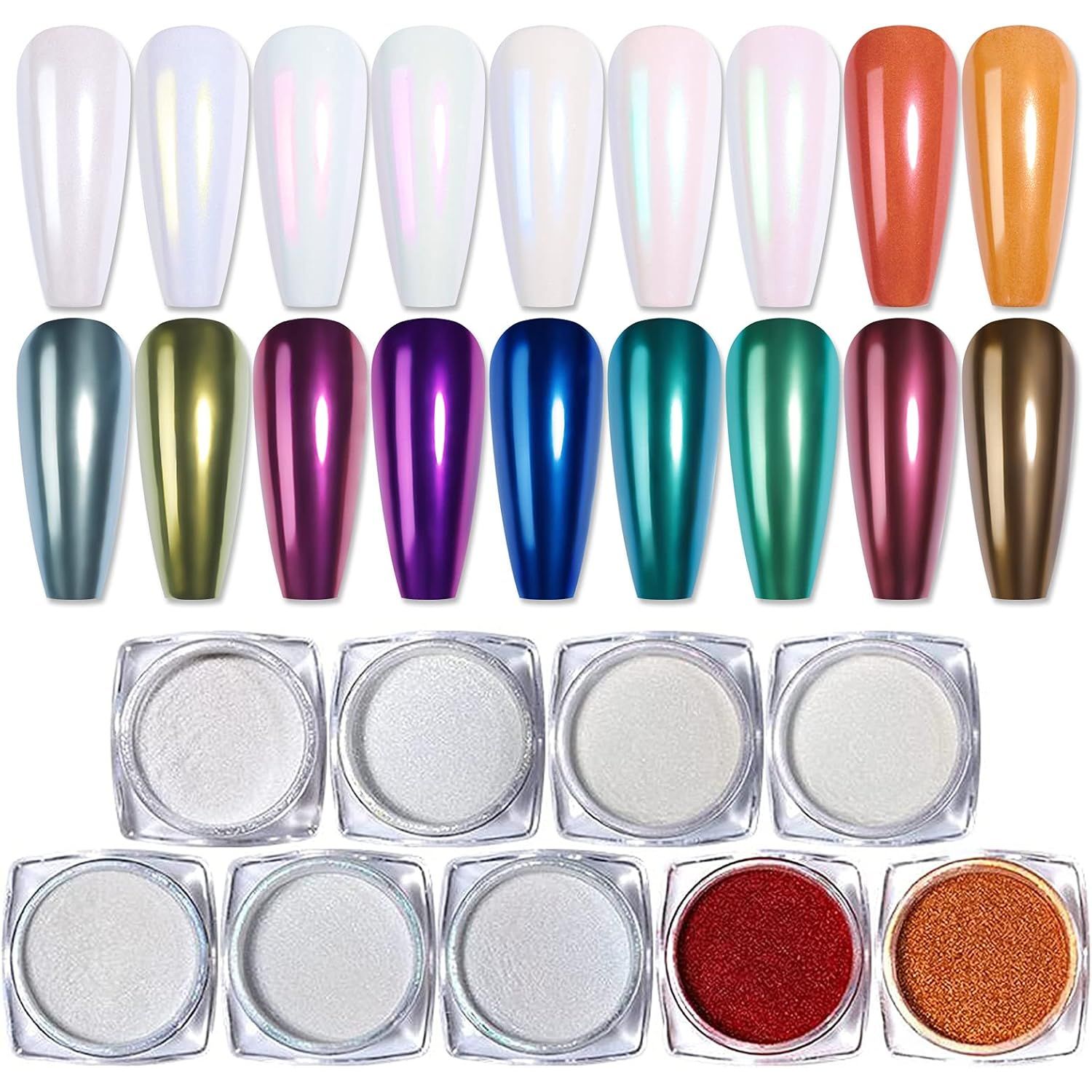 Buy now BORN PRETTY Chrome Powder Metallic Mirror Chameleon Nail Powder Auroras Mermaid Nail Powder Pigment for Nail Art Gel Polish Manicure Nail Art Decorations 9 Jars Mirror Powder at indiglob india
