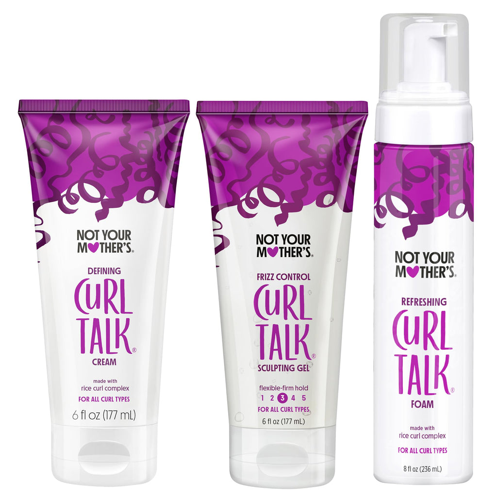 Not Your Mother's Curl Talk Sculpting Gel, Curl Defining Cream, & Curl Foam | Frizz Control Gel, Defining Cream, & Refreshing Curl Foam - 6 & 8 fl oz - Formulated with Rice Curl Complex - Citrus Jasmine