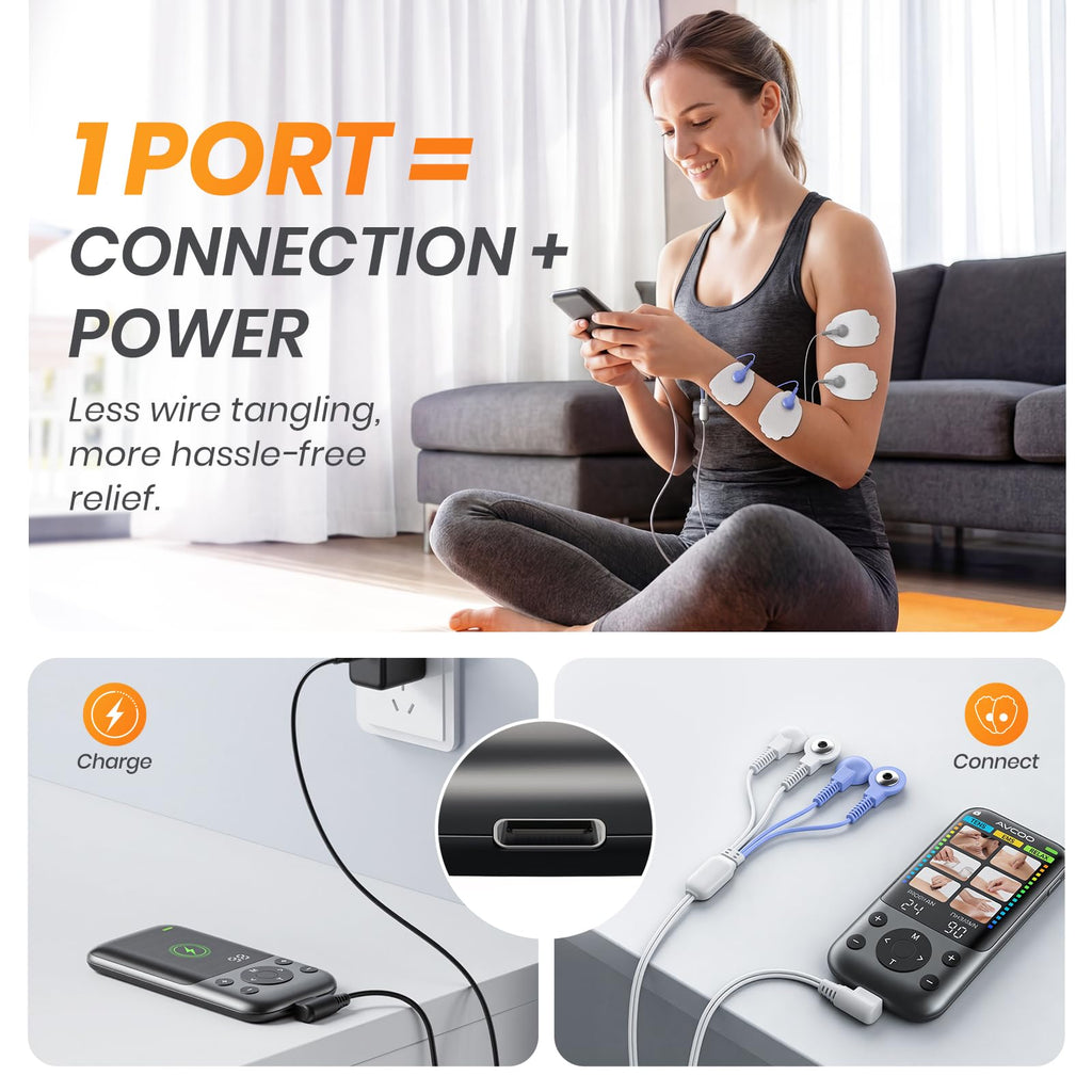 AVCOO Color Screen 24 Modes TENS Unit Muscle Stimulator for Pain Relief