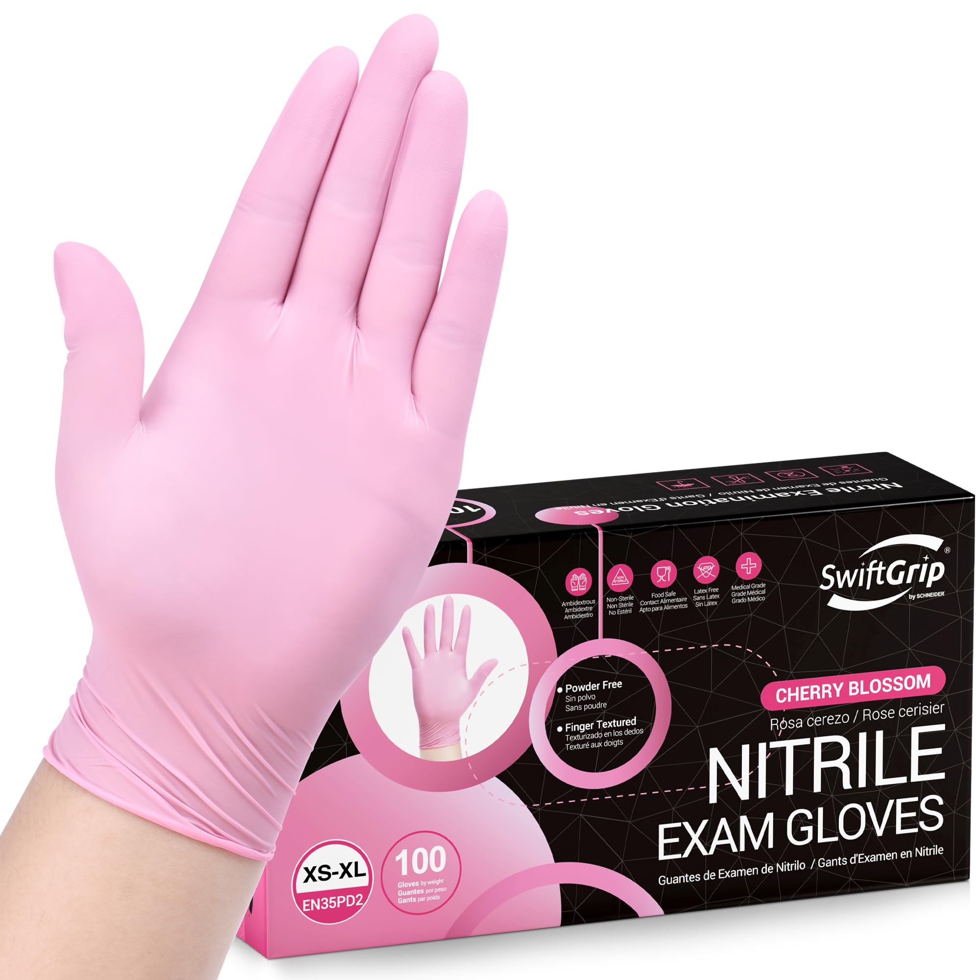 Buy now Pink Nitrile Gloves, 3-mil, Industrial Gloves Disposable Latex Free, for Cleaning & Esthetician, Rubber Powder-Free, 100-ct Box (Small) 100 at indiglob india