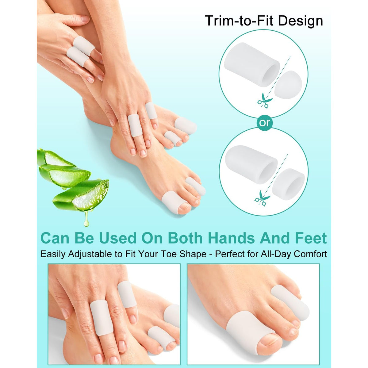 16-Pack Silicone Toe Protectors and Caps, Gel Toe Covers Bandage Sleeves for Women & Men Pain Relief, Cushion Pads for Corns, Calluses, Blisters, Toenails Loss(Clear, Mixed Sizes, 4L+8M+4S)