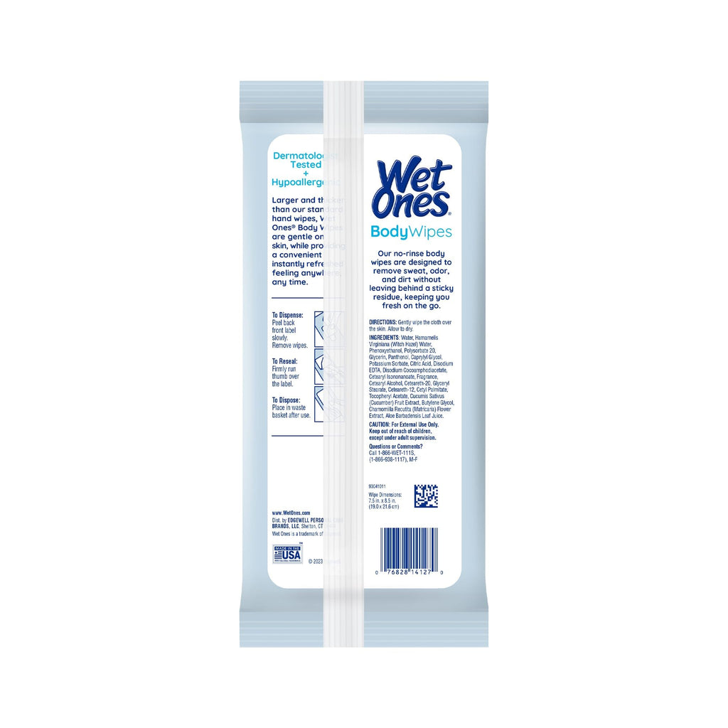 Wet Ones Body Wipes, Clean Scent, 28 ct (6 Pack)