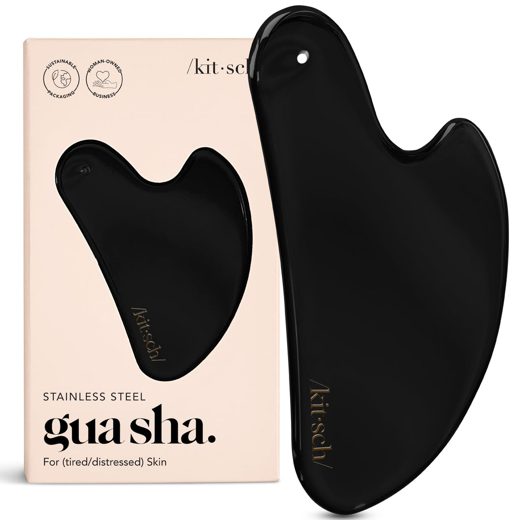 Buy now Kitsch Stainless Steel Gua Sha Facial Tools - Guasha Tool for Face, Face Sculpting Tool, Jawline Shaper, Double Chin Reducer, Body Gua Sha Tools, Lymphatic Drainage Massager, Facial Skin Care - Silver at indiglob india