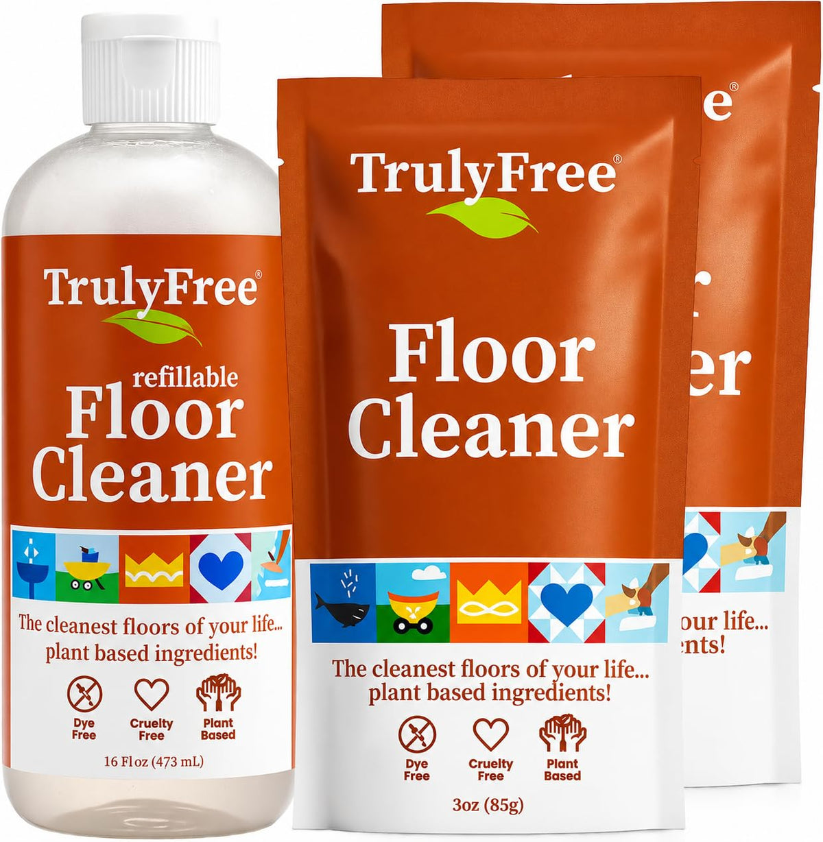 Truly Free Floor Cleaner Kit - 16oz Empty Bottle + Two 3 oz Fills