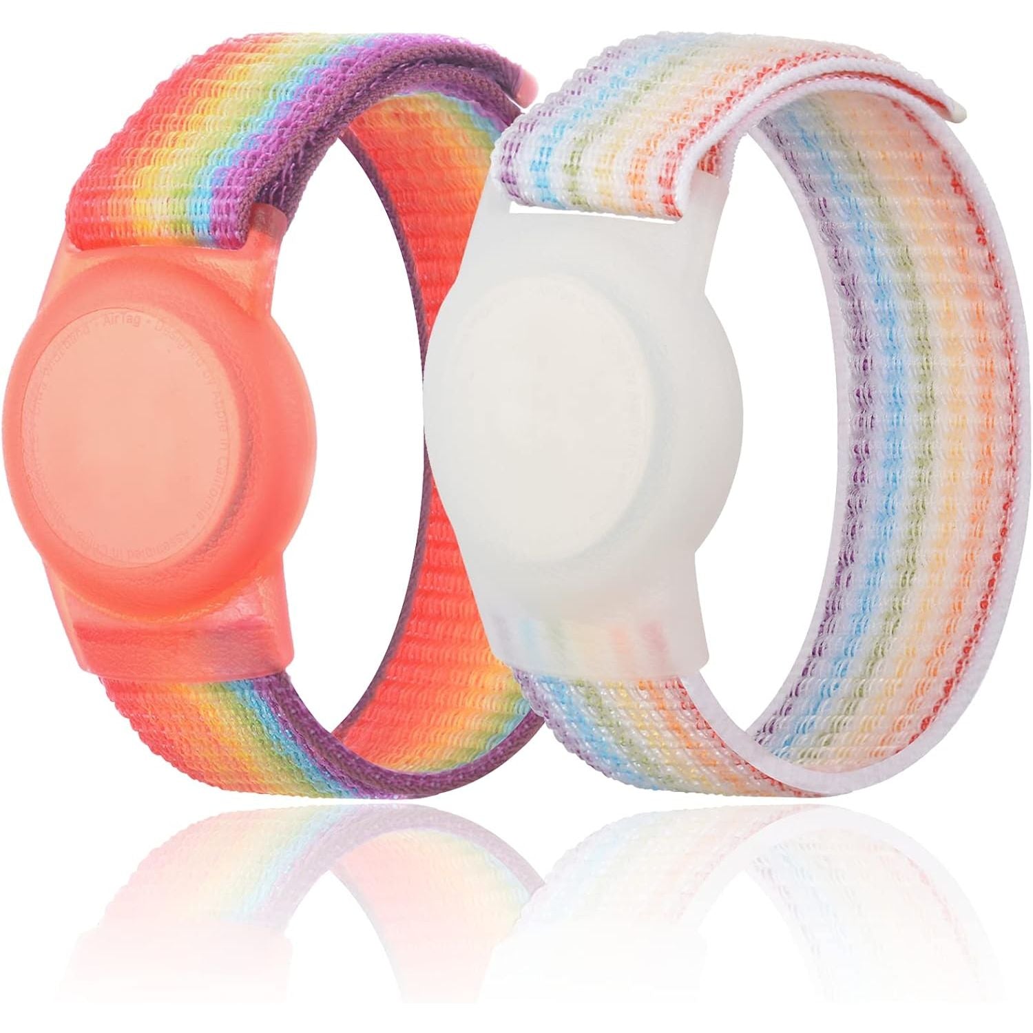 Buy now Kids Wristband Compatible with Apple AirTag, Protective Case for Air Tag GPS Tracker Holder with Nylon Bracelet, Adjustable Anti Lost Watch Band for Toddler Child Elder(Rainbow A) Rainbow at indiglob india