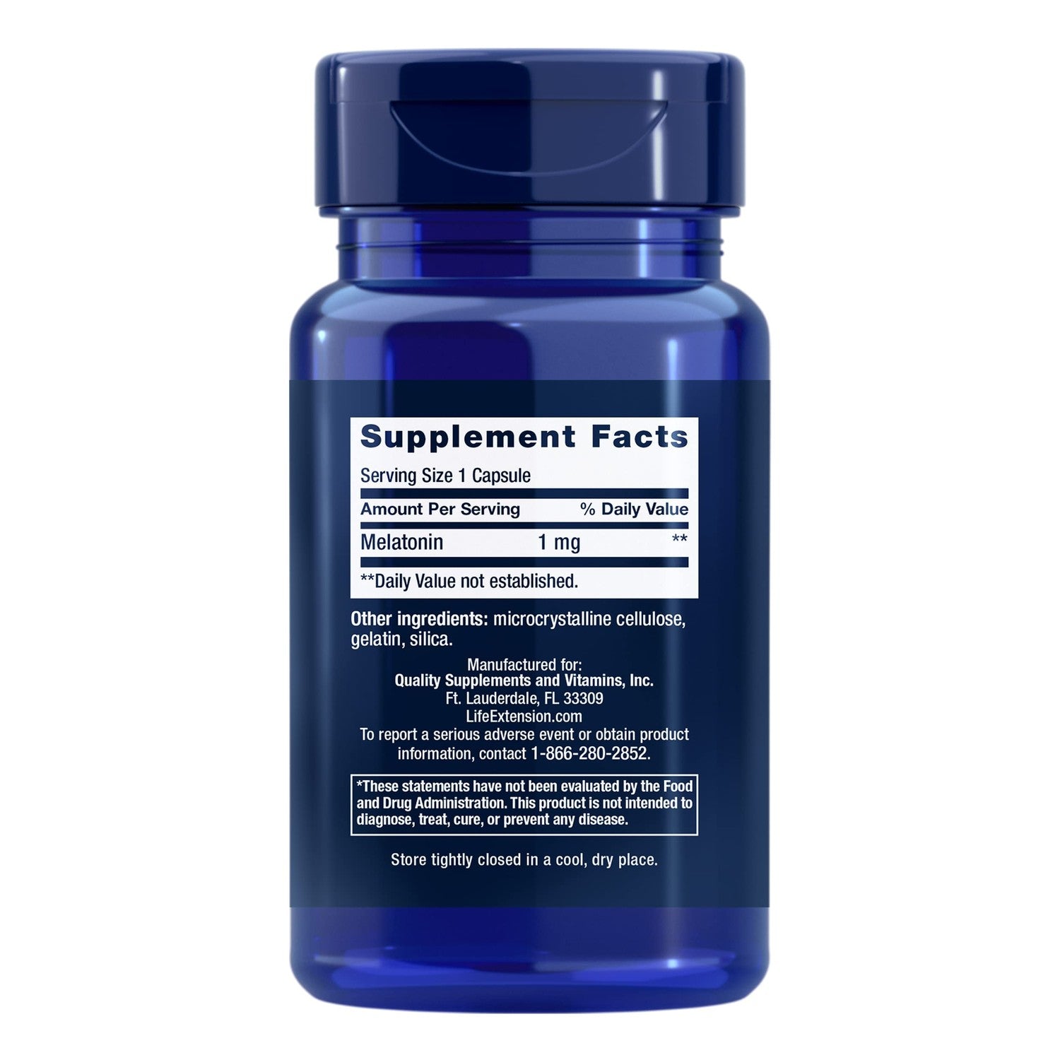 Life Extension Melatonin, 1 mg, 60 Capsules | For Restful Sleep, Hormone Balance & Immune Health, Immediate Release, Gluten-Free & Non-GMO