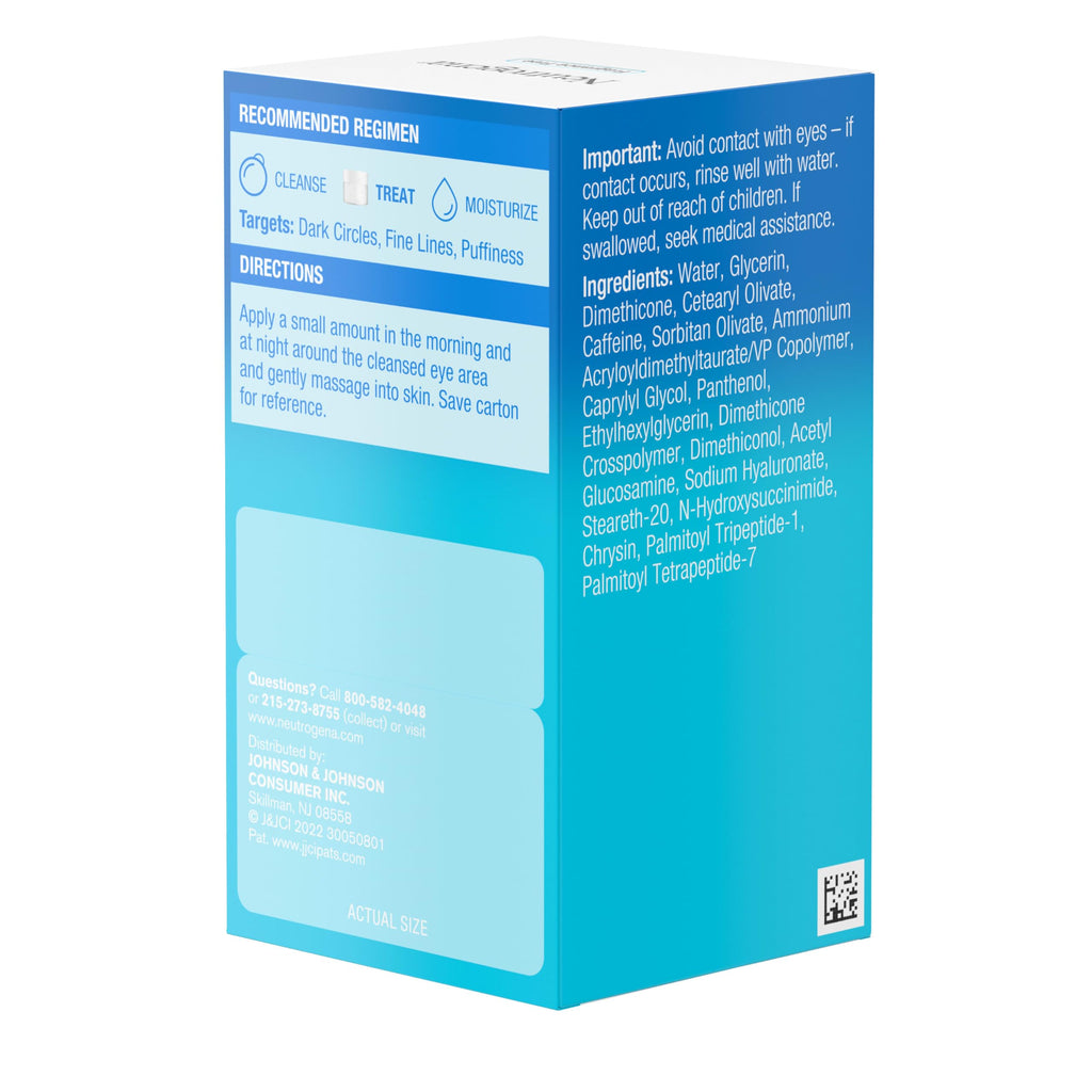 Buy now Neutrogena Hydro Boost + Eye Cream for Dark Circles & Puffiness, Under Eye Cream with Caffeine, Hyaluronic Acid and Peptides, Fragrance Free, 0.5 oz at indiglob india