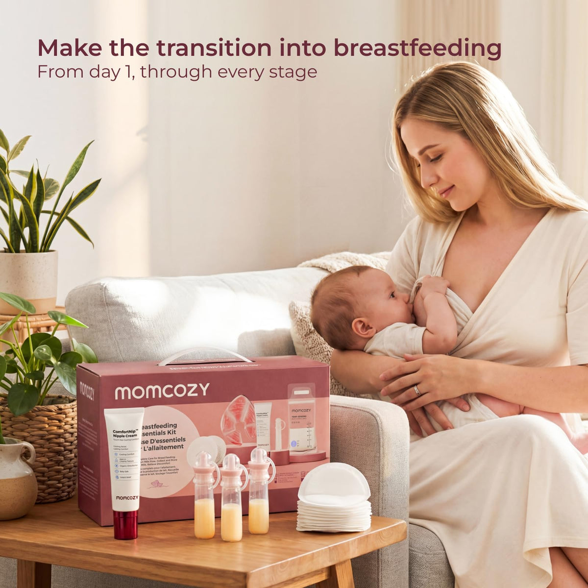 Momcozy 73PC Breastfeeding Essentials Kit,New Moms Postpartum Essentials