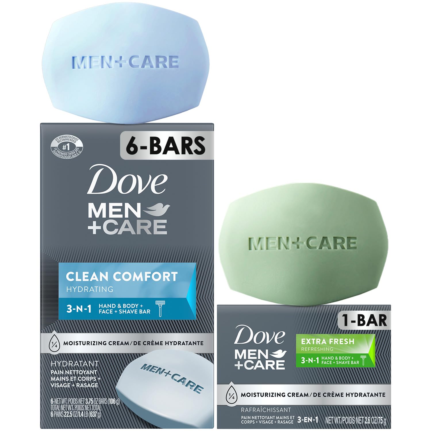 Buy now Dove Men+Care Clean Comfort Soaps (2 Boxes/12 Bars)+ Extra Fresh Soap (1 Bar) – Hydrating & Refreshing 3-in-1 Hand & Body, Face + Shave Soap Bundle Clean Comfort 4 Count (Pack of 1, 14.04 Ounce Total) at indiglob india