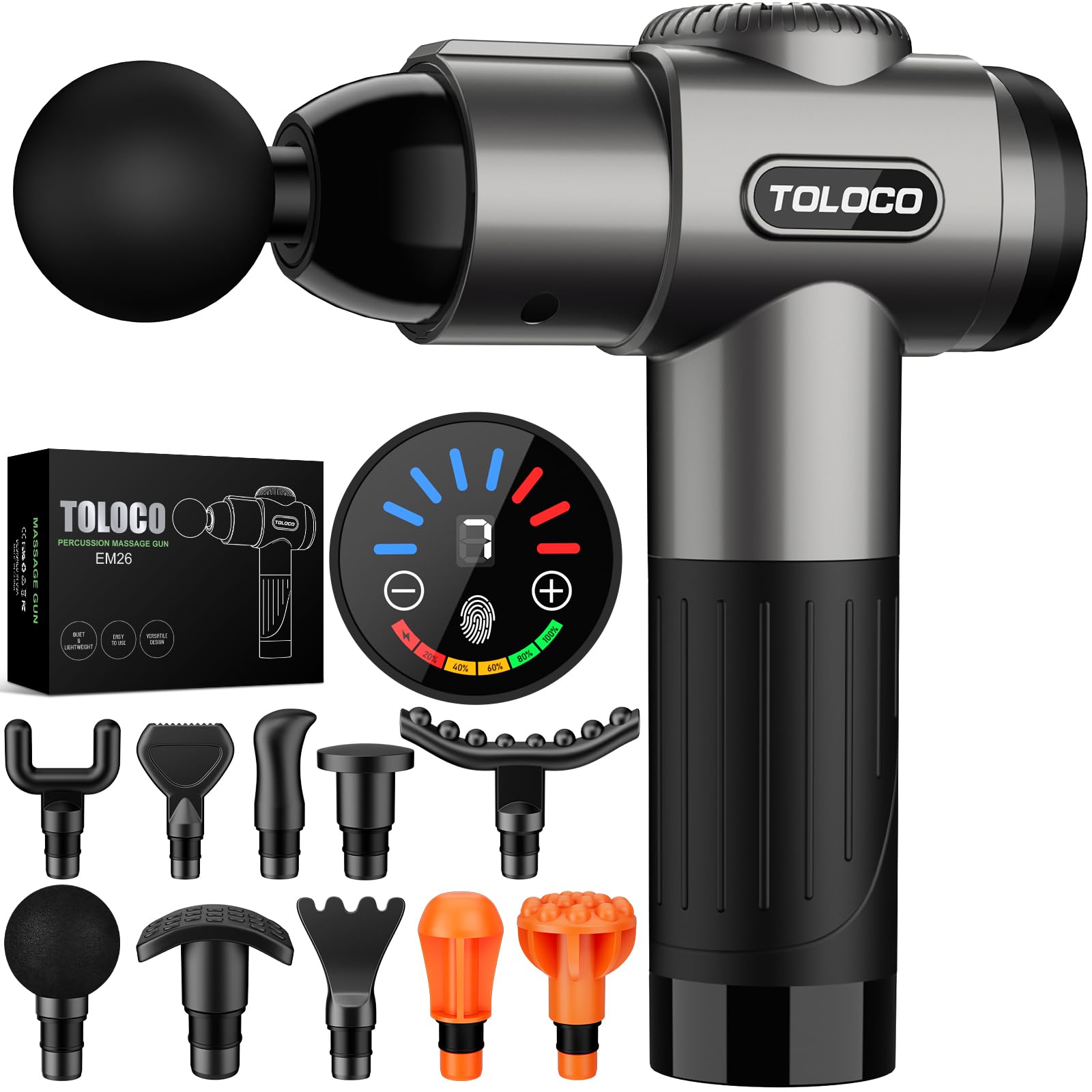 Buy now TOLOCO Massage Gun, Deep Tissue Back Massage for Athletes for Pain Relief, Percussion Massager with 10 Massages Heads & Silent Brushless Motor, Valentines Day Gifts for Him Her, Black at indiglob india