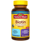 Nature Made Maximum Strength Biotin 5000 mcg Softgels, 120 Count | Biotin Hair Skin and Nails Vitamins, Dietary Supplement with Biotin for Adult Women and Men, 120 Day Supply