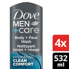 Buy now DOVE MEN + CARE Body and Face Wash Clean Comfort 4 Count for Healthier and Stronger Skin Effectively Washes Away Bacteria While Nourishing Your Skin, 18 oz at indiglob india