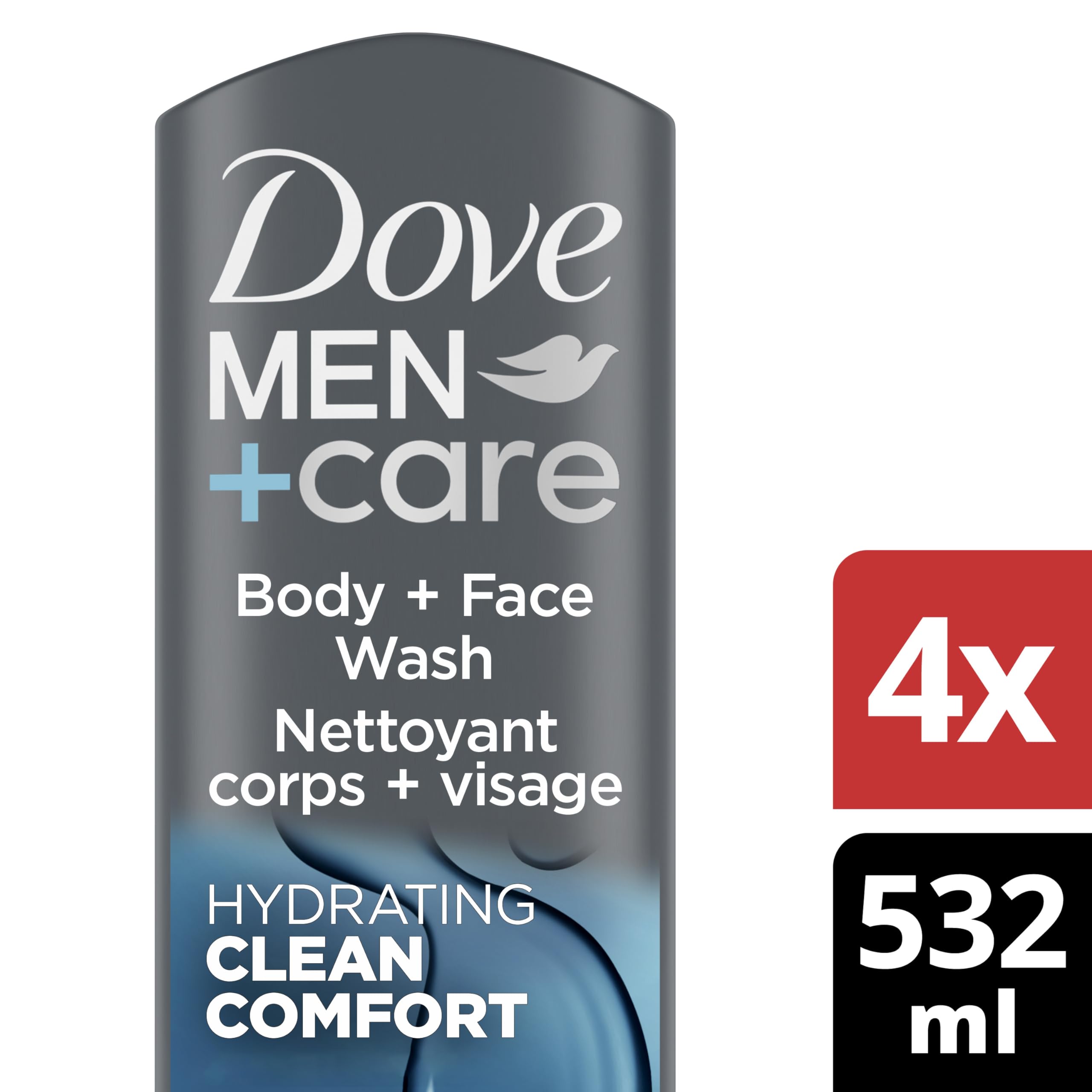 Buy now DOVE MEN + CARE Body and Face Wash Clean Comfort 4 Count for Healthier and Stronger Skin Effectively Washes Away Bacteria While Nourishing Your Skin, 18 oz at indiglob india