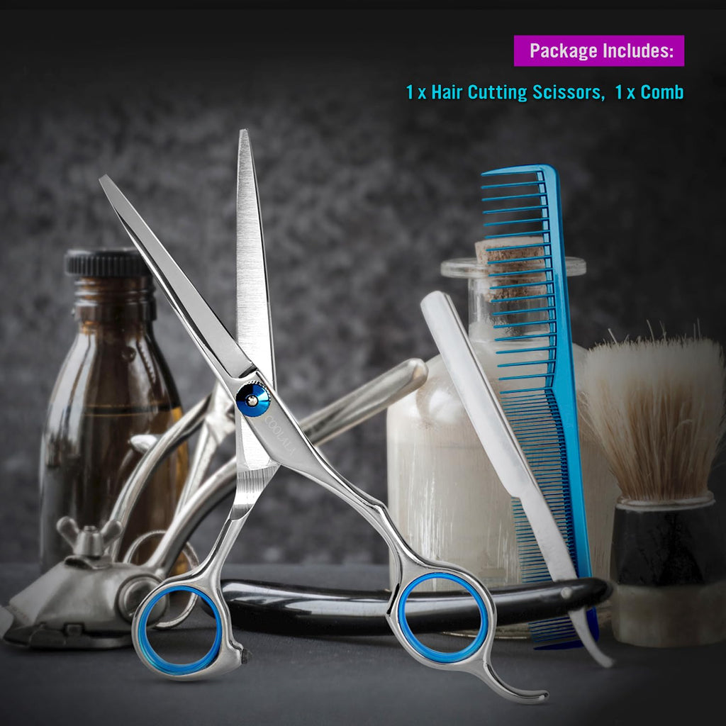 Buy now Stainless Steel Hair Cutting Scissors 6.5 Inch Hairdressing Razor Shears Professional Salon Barber Haircut Scissors, One Comb Included, Home Use for Man Woman Adults Kids Babies at indiglob india