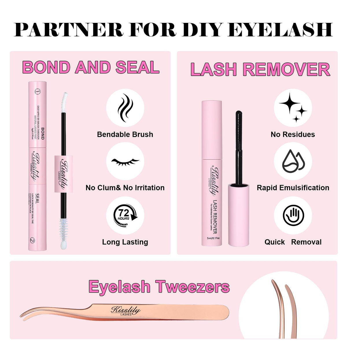 Flare Lashes With Invisible Band DiyNatural Eyelash Extension Kit Bond SealEyelash Glue and Lash Remover Beginner FriendlyIndividual Lashes Waterproof and Long lastingMakeup