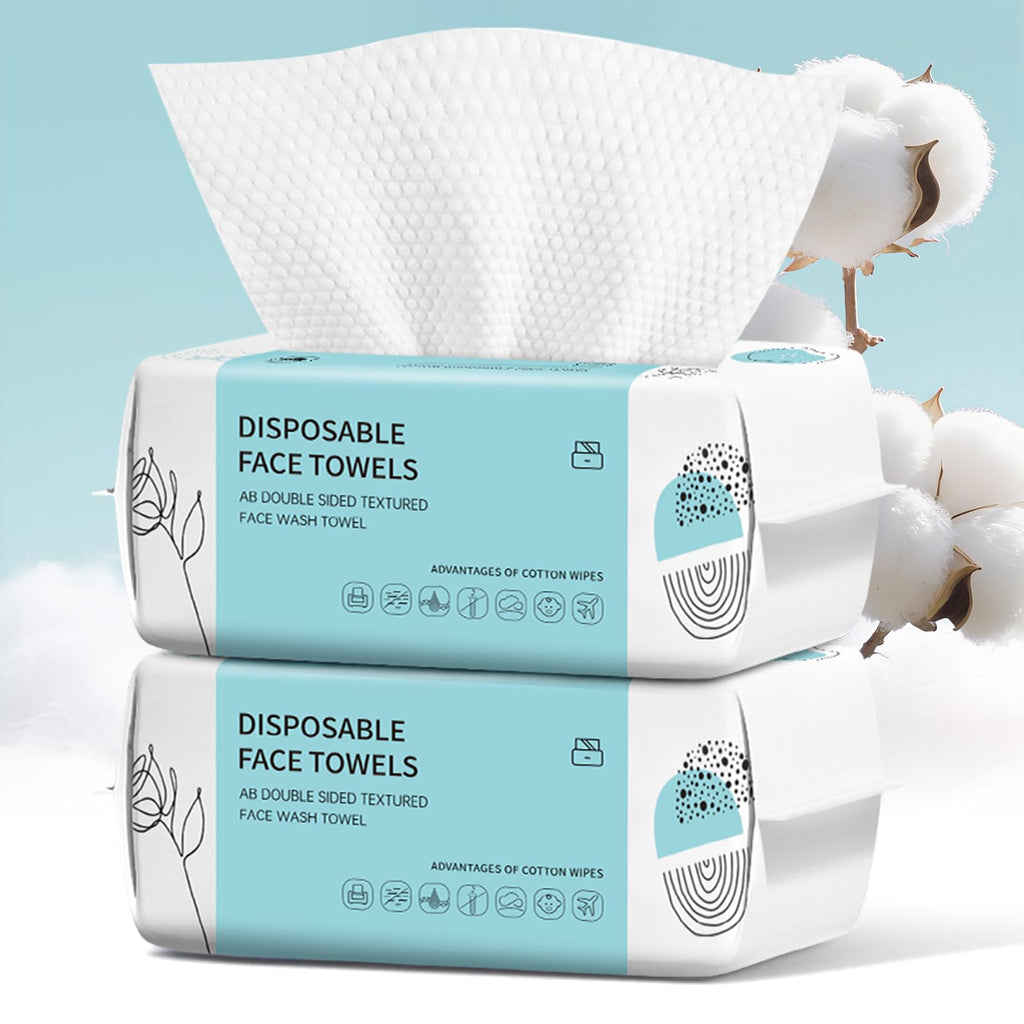 Face Towels, Disposable Face Towel 600 Count, Makeup Remover Dry Wipes, Soft Cotton Dry Wipes Facial Cloths Towelettes for Washing and Drying, Facial Tissue for Cleansing, Skincare