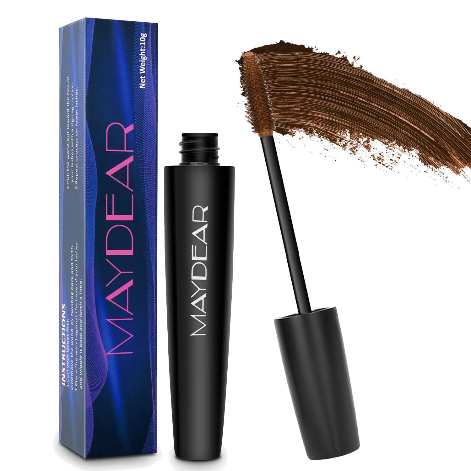 Buy now Maydear Dark Green Waterproof Long Lasting Smudgeproof Mascara for Women's Eye Makeup Brown at indiglob india