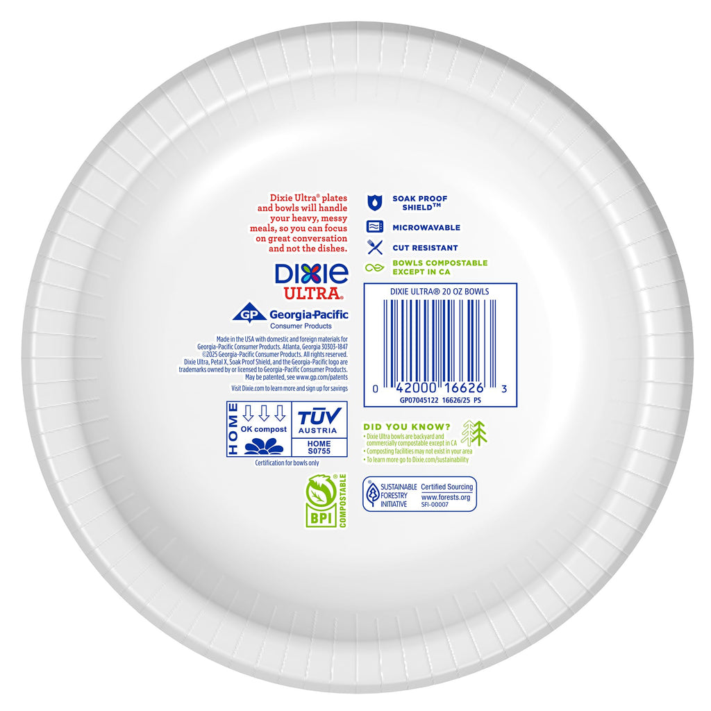 Dixie Ultra Large Paper Bowls 20oz, 25 CT