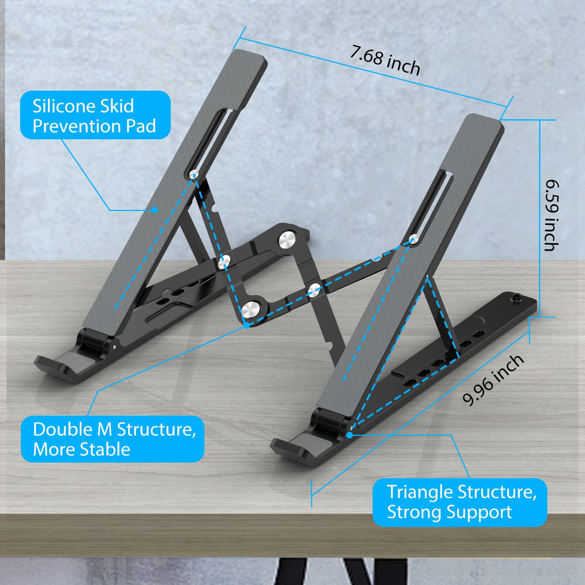 Adjustable Laptop Stand, Portable Laptop Riser for Desk