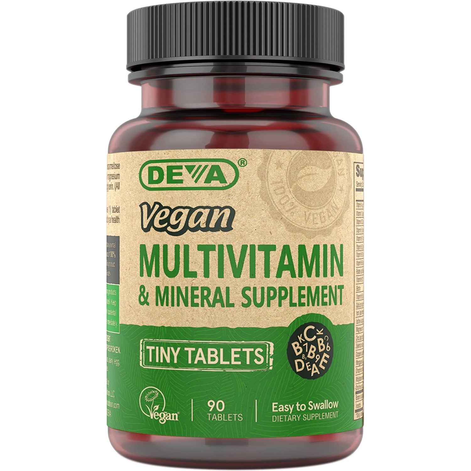 Deva Vegan Multivitamin & Mineral Supplement, Tiny Tablets, Easy to Swallow, 90 Tablets