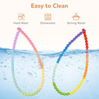 Chew Necklaces for Sensory Kids 2 Pack, One-Piece Silicone Sensory Chew Necklaces for Autism & ADHD, Chew Fidget Chewlry for Kids & Adults, Prevent Nail Biting Necklace for Toddler Boys & Girls