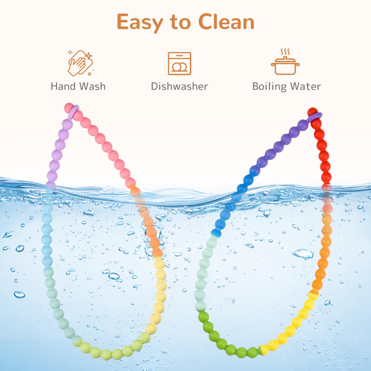 Chew Necklaces for Sensory Kids 2 Pack, One-Piece Silicone Sensory Chew Necklaces for Autism & ADHD, Chew Fidget Chewlry for Kids & Adults, Prevent Nail Biting Necklace for Toddler Boys & Girls
