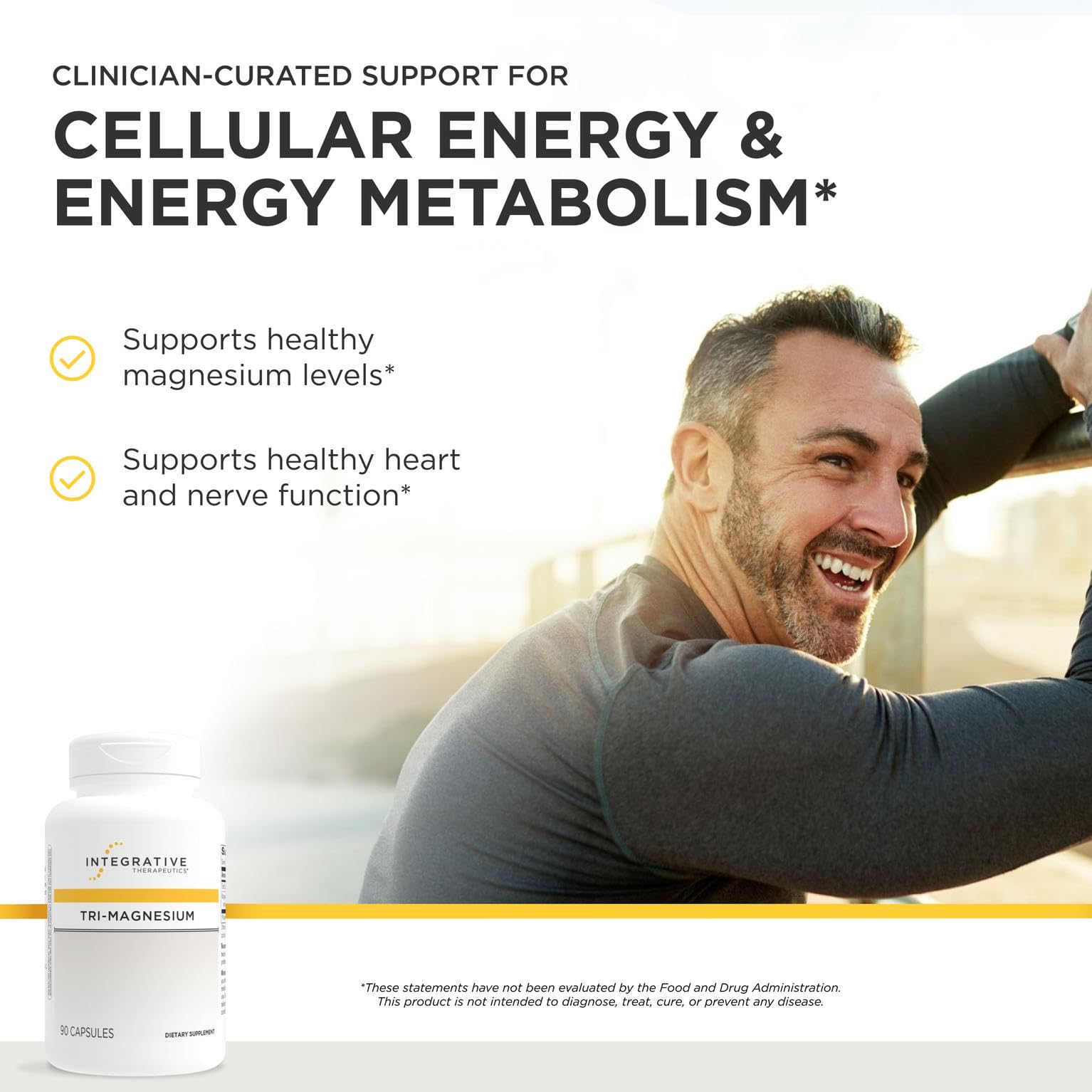 Integrative Therapeutics Tri-Magnesium - Supports Cellular Energy & Energy Metabolism* - Magnesium Supplement for Heart & Nerve Health Support* - Third-Party Tested - 90 Capsules (90 Servings)