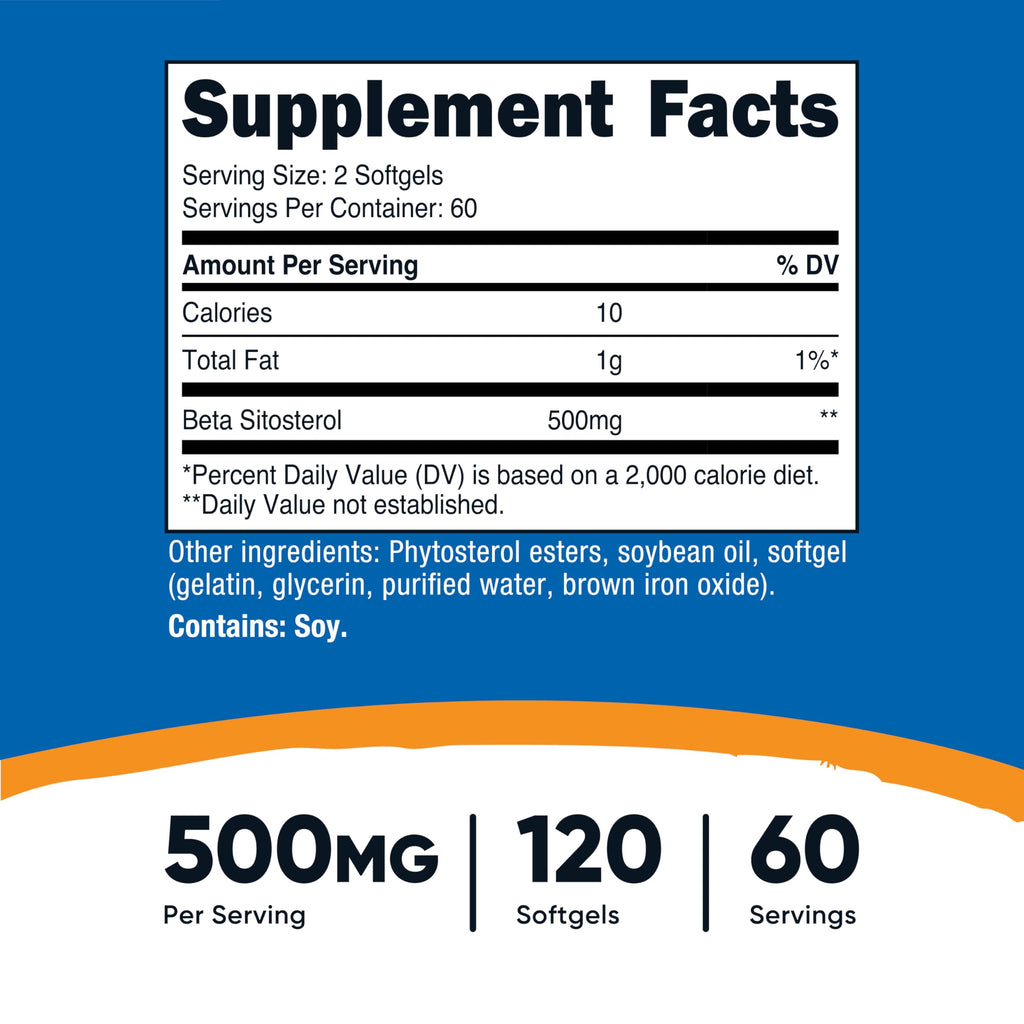 Nutricost Beta Sitosterol 120 Softgels, 500mg, 60 Servings, Gluten-Free