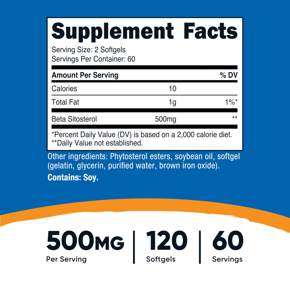 Nutricost Beta Sitosterol 120 Softgels, 500mg, 60 Servings, Gluten-Free