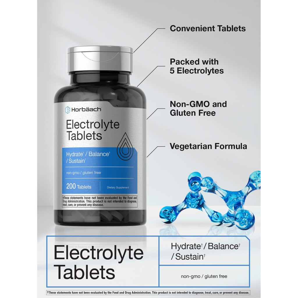 Horbäach Electrolyte Tablets | 200 Count | Helps Hydration & Balance