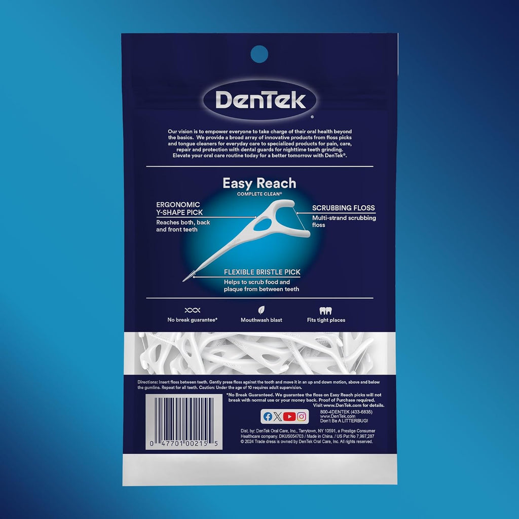 Buy now DenTek Complete Clean Easy Reach Floss Picks, No Break & No Shred Floss, 75 Count (Package May Vary) at indiglob india