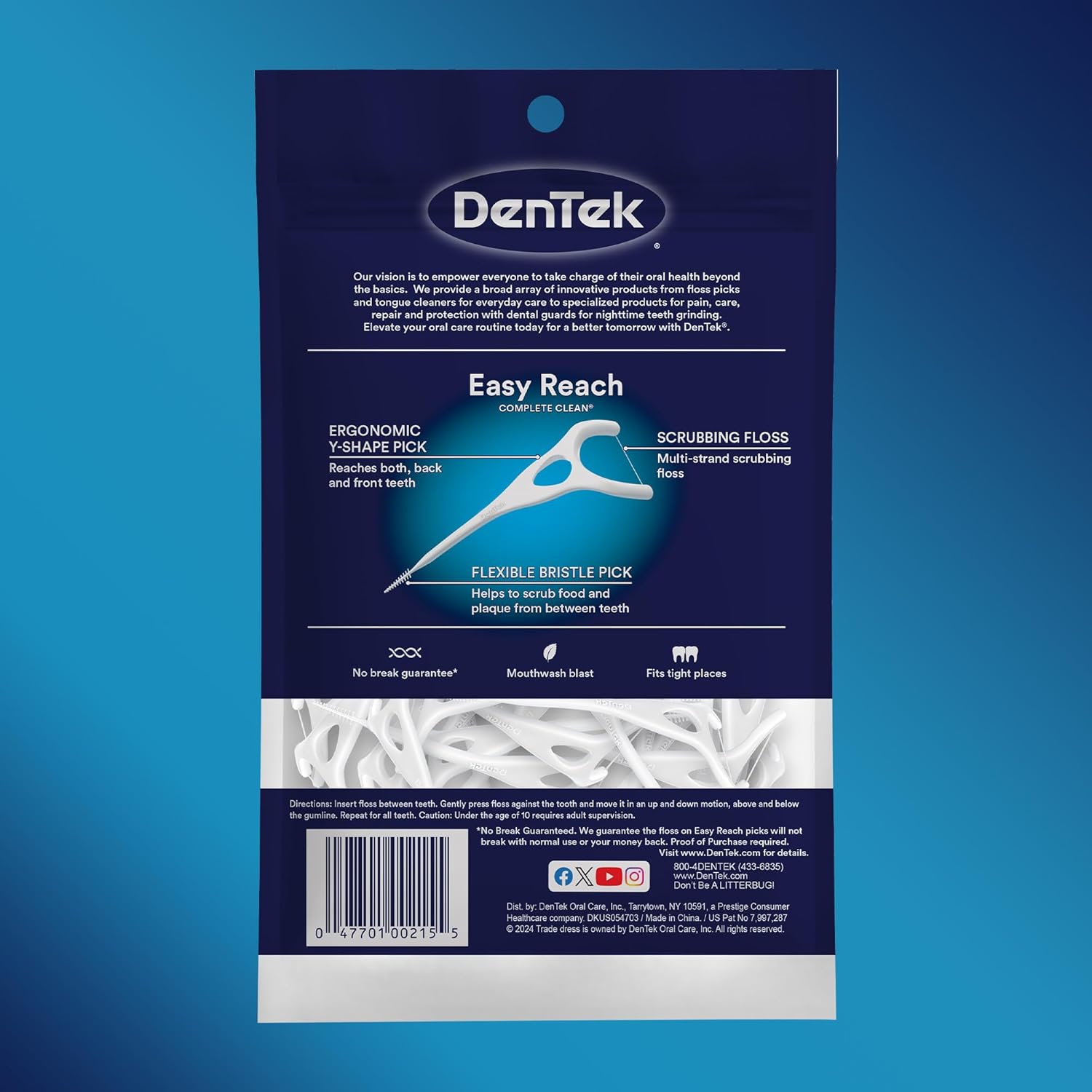 Buy now DenTek Complete Clean Easy Reach Floss Picks, No Break & No Shred Floss, 75 Count (Package May Vary) at indiglob india
