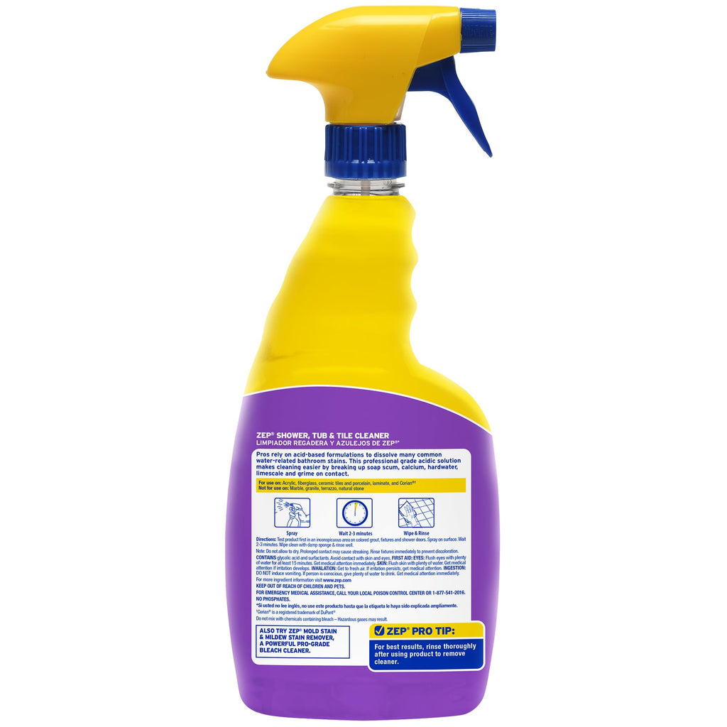 Zep Shower Tub and Tile Cleaner 32 oz ZUSTT32 (Case of 4) -Eliminates Hard Water Stains and limescale