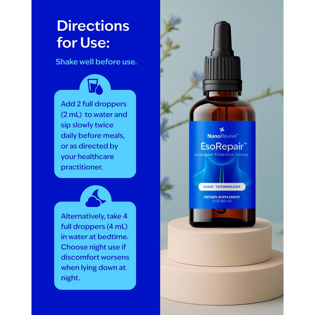EsoRepair Nano Esophageal & Stomach Health Supplements for Men & Women - Digestive Comfort - Slippery Elm Bark, Zinc L-Carnosine & Aloe Vera Extract - Non-GMO & Dairy Free