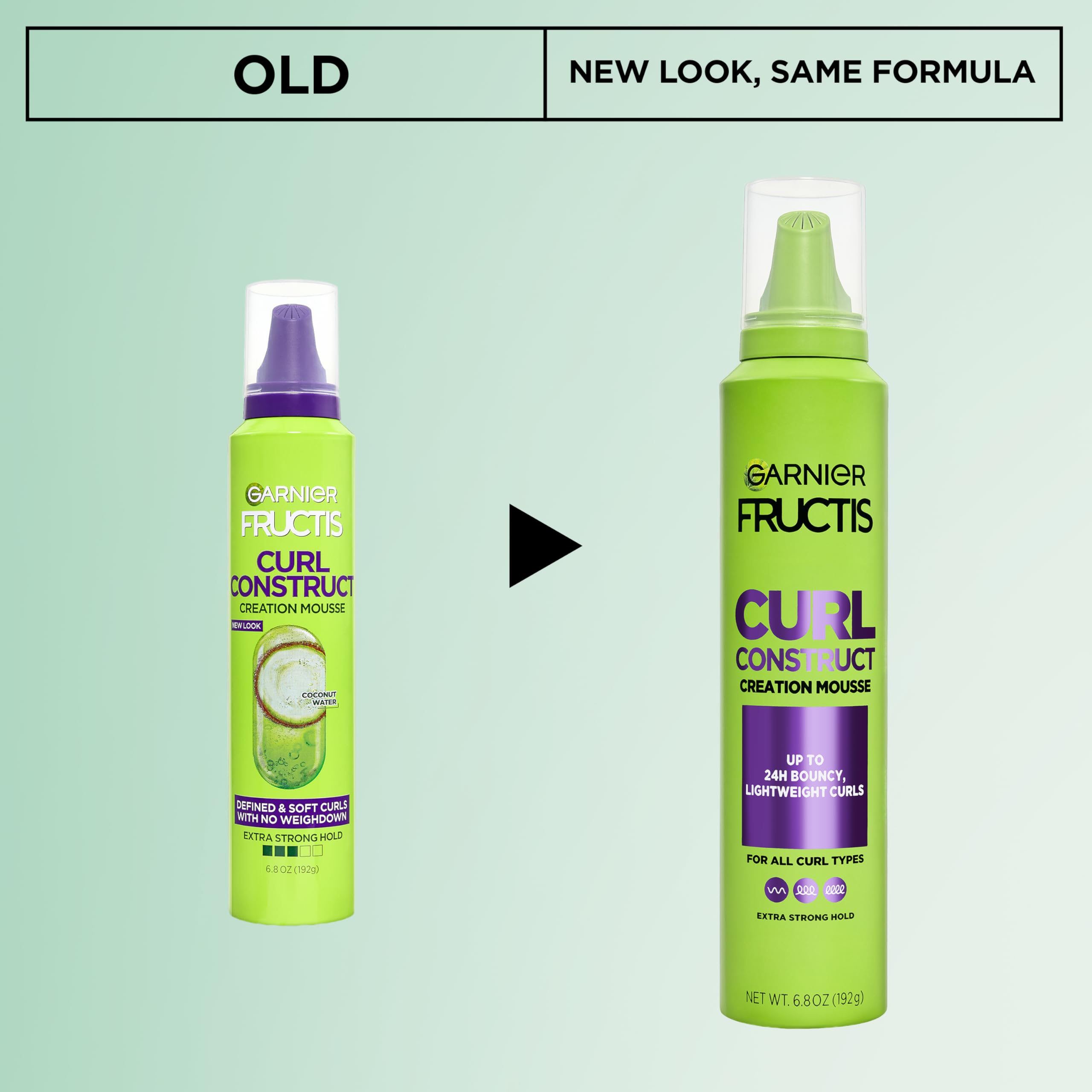 Garnier Fructis Curl Construct Creation Mousse, Curl Activator Provides Frizz Control, Long-Lasting Hold, and No Weigh-Down for Curly, Wavy, and Coily Hair, 6.8 oz (Packaging May Vary)