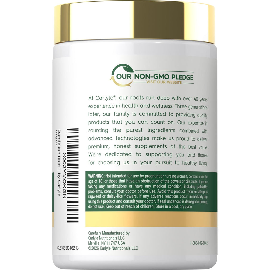 Carlyle Dandelion Root Extract | 300 Capsules | Herb Supplement