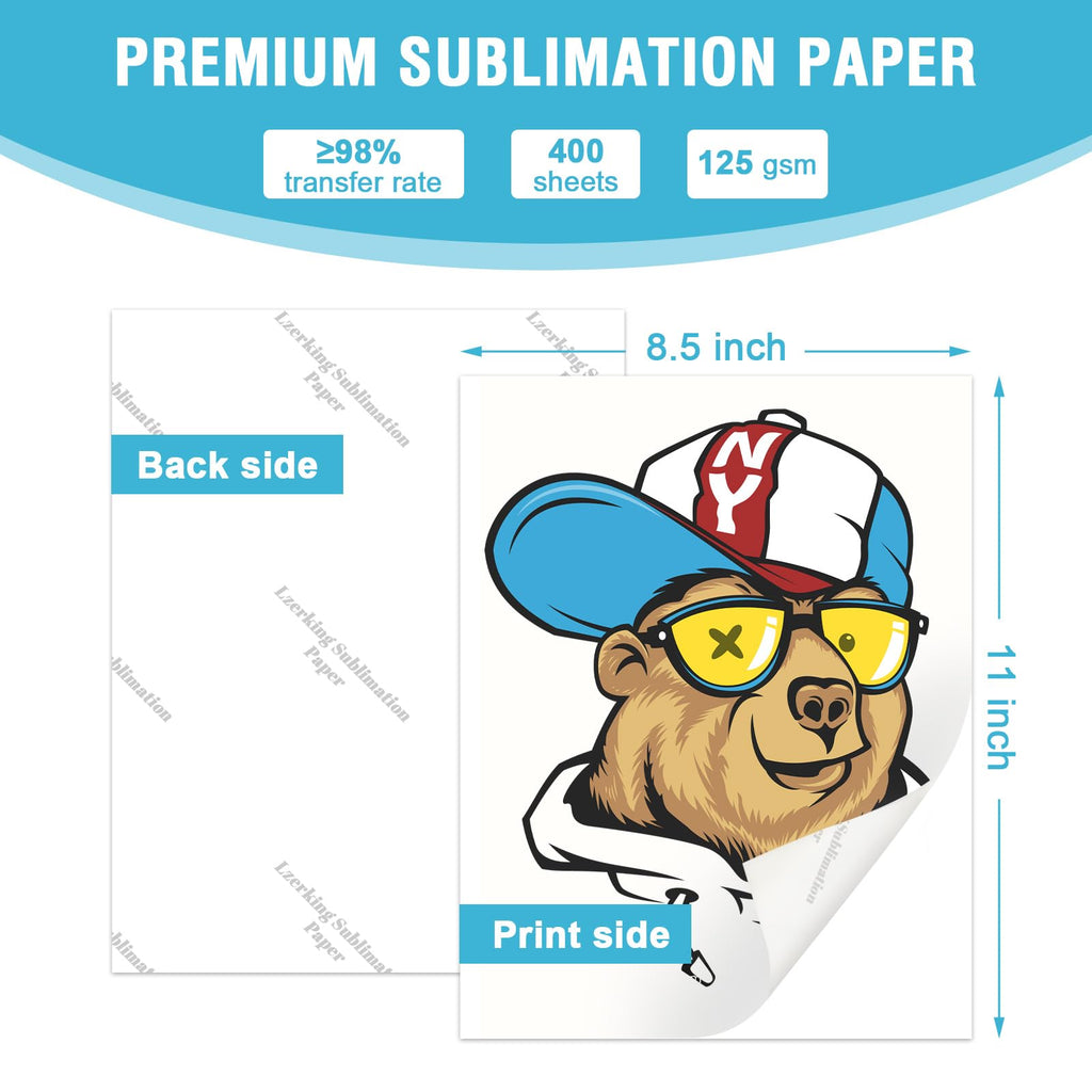 Lzerking Sublimation Paper 8.5x11 Inch 125gsm 400 Sheets