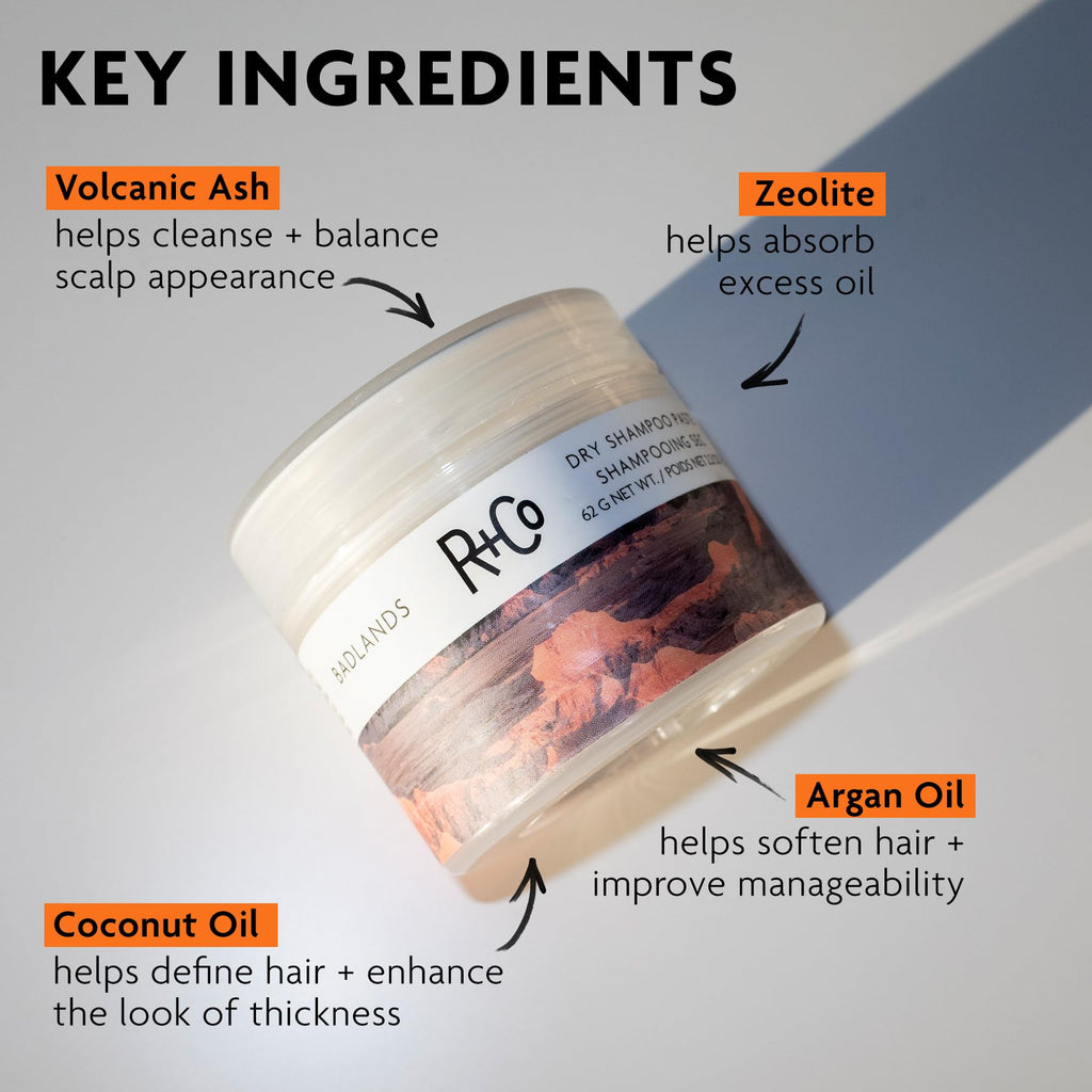 R+Co Badlands Dry Shampoo Paste, Dry Shampoo + Styling Paste | Adds Texture & Absorbs Oil with Matte Finish, Vegan + Cruelty-Free