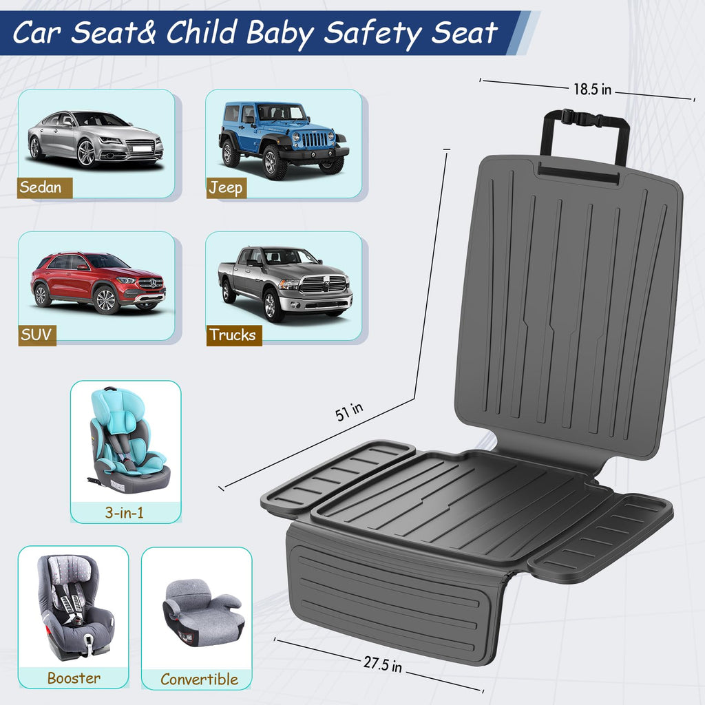 insefocc Car Seat Protector for Child Car Seat，TPE Waterproof & Anti-Slip （No Imprints）,carseat Protector car seat Cover Universal Fit for Baby & Pet Use, BPA-Free（Black -1 PC）