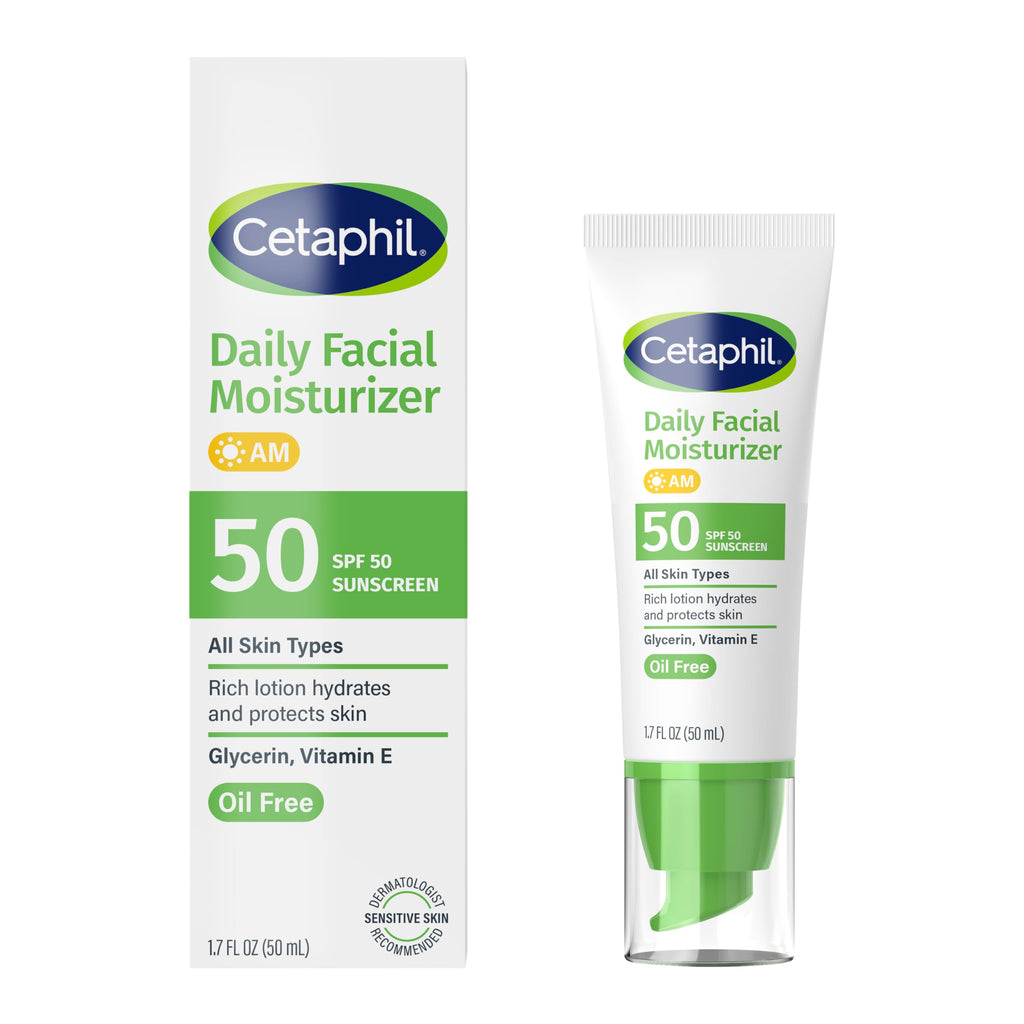 Buy now Cetaphil Daily Facial Moisturizer SPF 50, 1.7 Fl Oz (Pack of 2), Gentle Facial Moisturizer For Dry to Normal Skin Types, No Added Fragrance, Dermatologist Recommended (Packaging May Vary) at indiglob india