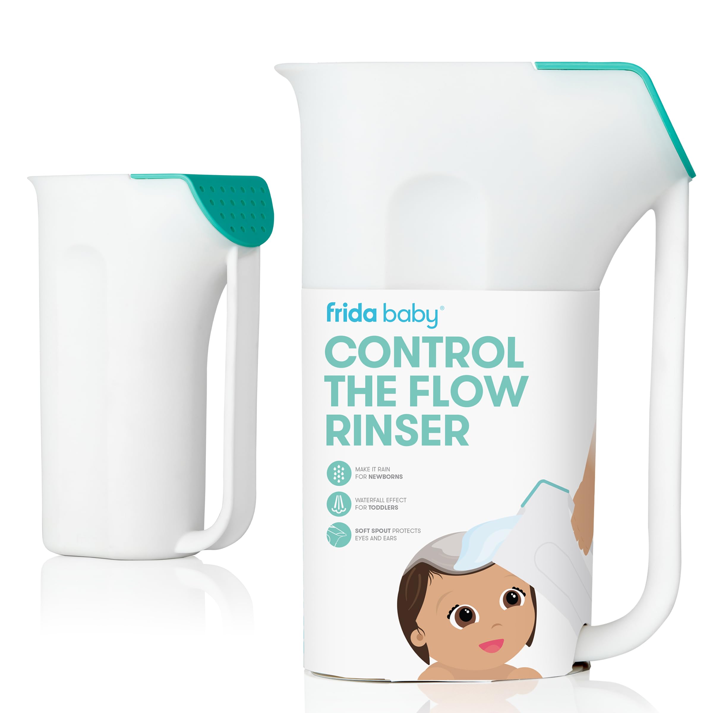 Buy now Frida Baby Control The Flow Bath Rinse Cup, Tear Free Rinser to Wash Hair and Body with Easy Grip Handle and Removable Rain Shower, Made in USA Rinser at indiglob india