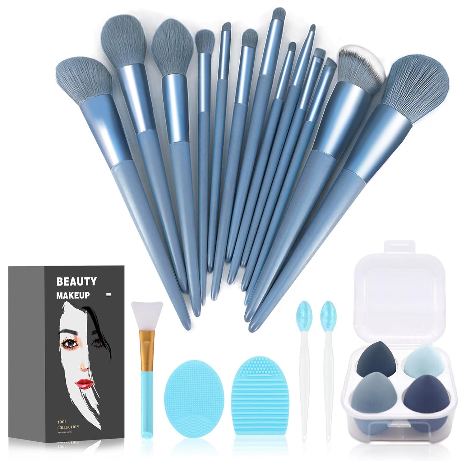 Buy now Makeup Brushes 22 Pcs Makeup Kit,Foundation Brush Eyeshadow Brush Make up Brushes Set (Green, 22 Piece Set) 22 Piece Set Large Sky-blue at indiglob india