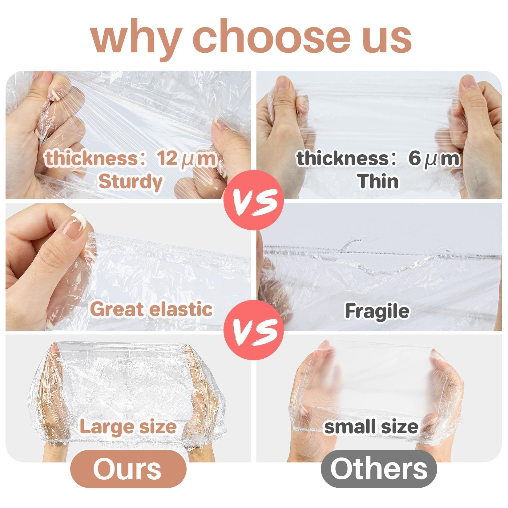 MAQIHAN 100 Disposable Shower Caps Large - 20.5" Thickened Plastic Hair Cap | Waterproof Reusable Hair Cover, Long Hair Treatment Deep Conditioning, Women/Men Essential for Bath, Hair Dye, Travel, Clear