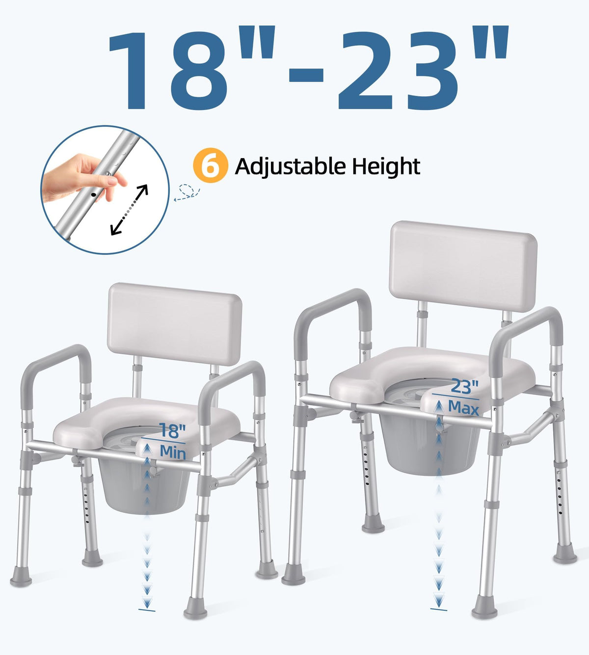 HOMLAND Bedside Commode Toilet, Padded Seat & Backrest, Enhanced Crossbar