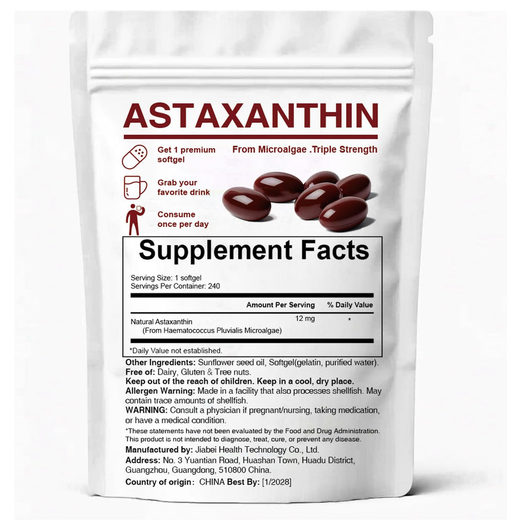 Astaxanthin 12mg Antioxidant Supplements, 240 Softgels