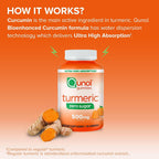 Qunol Zero Sugar Turmeric Gummies 500mg, Ultra High Absorption Gummy, 90 ct | Gluten Free Supplement that Supports Joint Health and a Healthy Inflammation Response, Great Tasting Tangerine Flavor
